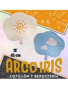 Mylar 18 Nube Metal Xu - Pastel -45 Cm Globo Metalizado Papel-sol Y Nubes Impresas