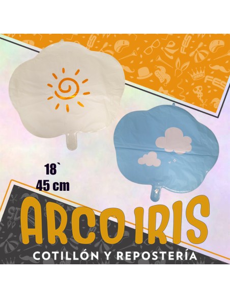 Mylar 18 Nube Metal Xu - Pastel -45 Cm Globo Metalizado Papel-sol Y Nubes Impresas