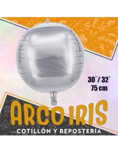 Mylar 30/32" 4d Esfera Lisa Metal Xu - 75 Cm Globo Metalizado Papel