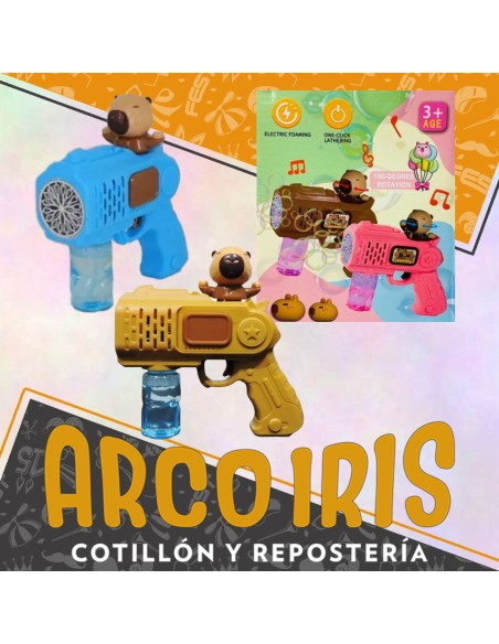 Pistola Lanza Burbuja Con Luz - A Pilas Aa No Incluidas - Bubble Gun 4 Pilas Aa-capibara-celete-rosa-marron-