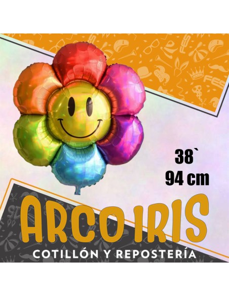 Mylar 38 Flor 6 Petalos De Colores 94 Cm Xu Con Carita Primavera