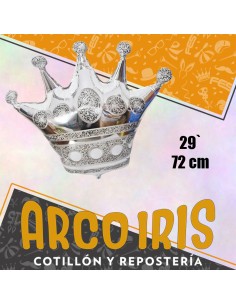 Mylar 29 Corona Plateada Metal Xu - 72 Cm Globo Metalizado Papel