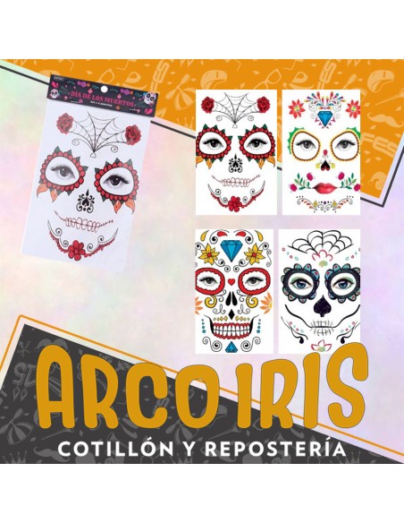 Tatuajes Dia De Los Muertos X 4 Planchas-tattoo -party Store-halloween-