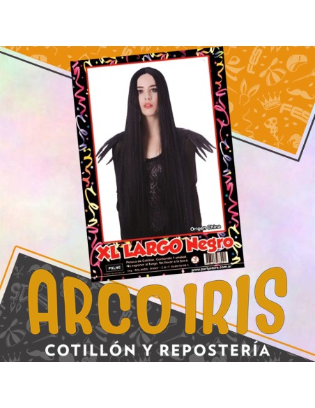 Peluca Xl Largo Negro X U                                           -party Store