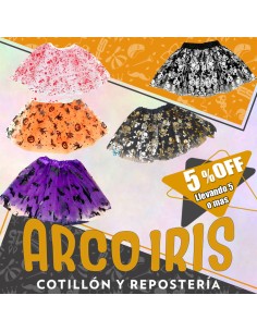 Pollera Tul 30 Cm Con Diseno Halloween +5-5% Bailarina China Cat2 Fluo Promo Por Cantidad Primavera Tutu Estampada-varios Col