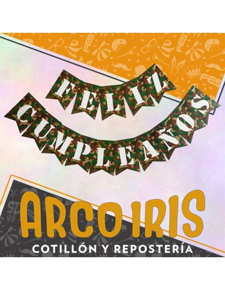 Banderin Feliz Cumpleanos Camuflado Party Gold Mundo