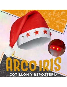 Gorro Papa Noel Con Led X 12 +5-5% Estrellas Rojas Con Led Navidad - Promo Por Cantidad