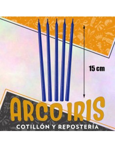 Vela Laqueada 15 Cm Azul X 10 - Carmila