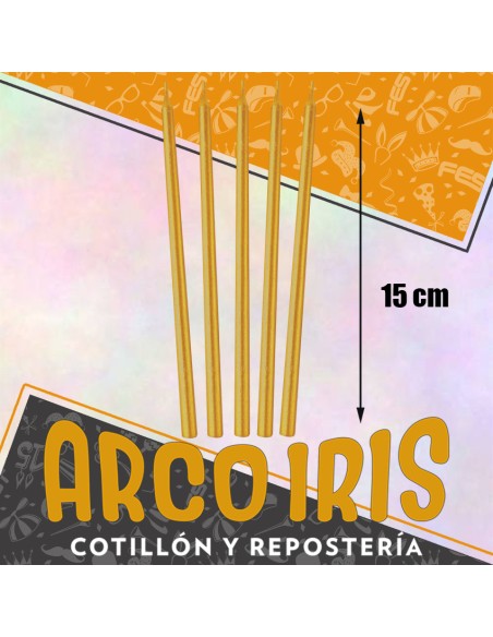 Vela Laqueada 15 Cm Dorada X 10 - Carmila -oro-