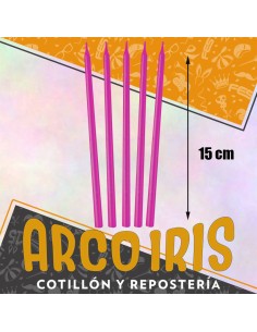 Vela Laqueada 15 Cm Fucsia X 10 - Carmila