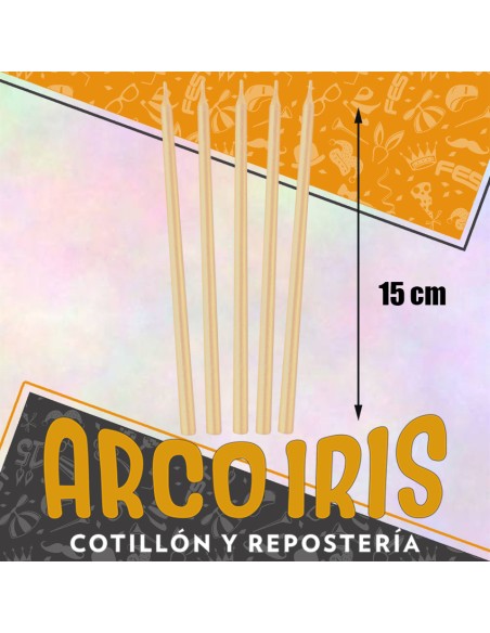 Vela Laqueada 15 Cm Natural X 10 - Carmila