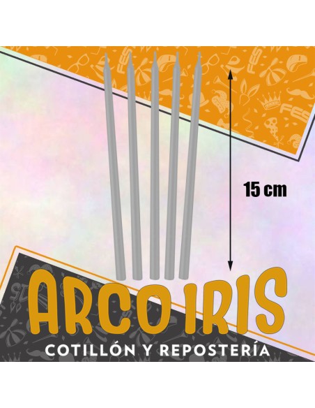 Vela Laqueada 15 Cm Plateada X 10 - Carmila