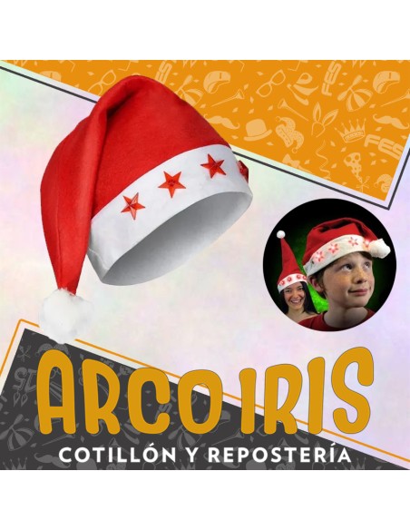 Gorro Papa Noel Con Led X U. Estrellas Rojas Con Led Navidad