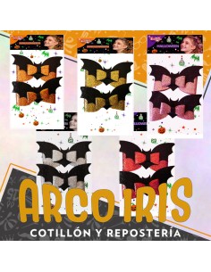Set Hebillas Halloween X 2 -murcielago-varios Colores- Pintafan