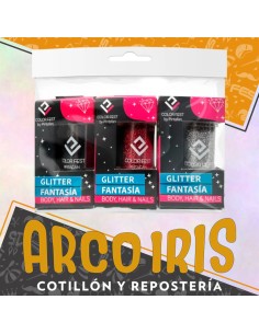 Maquillaje Barras Glitter Fino X 3 - Negro-rojo-plata- Halloween Pintafan