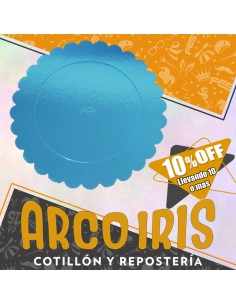 Bandeja Redonda 20 Cm Celeste Metal Xu +10-10% Promo Por Cantidad