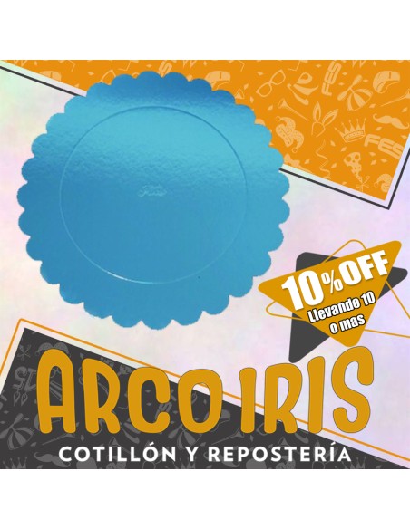 Bandeja Redonda 20 Cm Celeste Metal Xu +10-10% Promo Por Cantidad