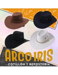 Gorro Cowboy Con Cordon - Color Liso - Varios Colores-negro-celeste-marron-blanco-azul-crema-