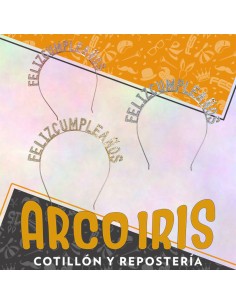 Vincha Metal Feliz Cumpleanos Con Strass -plateada-dorada -rosa Gold Happy Party-