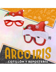 Anteojo Santa Con Glitter X12 -bolsa Cerrada-sin Carton- Navidad Papa Noel