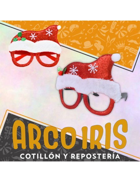 Anteojo Santa Con Glitter X12 -bolsa Cerrada-sin Carton- Navidad Papa Noel