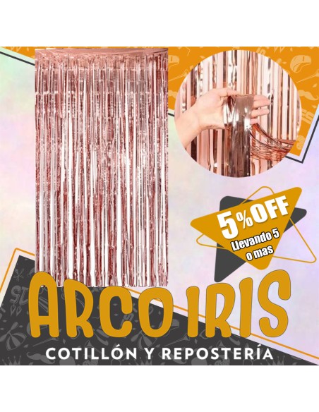 Cortina Metal Rosa Gold China Xu +5-5% - Varios Colores 1 X 2 Mt Promo Por Cantidad Cat2 Foil Fringe China Party Store