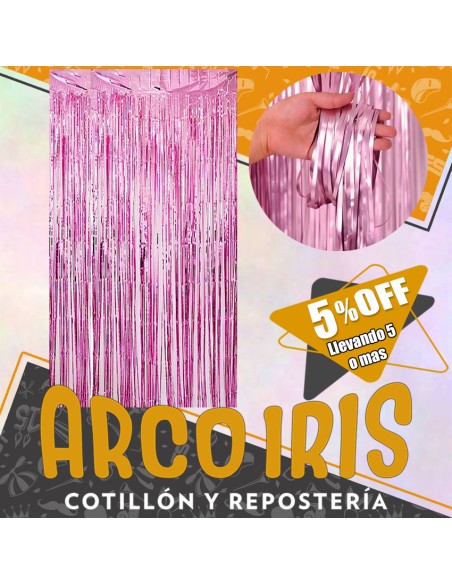 Cortina Metal Rosa China Xu +5-5% - Varios Colores 1 X 2 Mt Promo Por Cantidad Cat2 Foil Fringe China Party Store