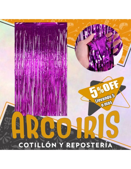 Cortina Metal Violeta China Xu +5-5% - Varios Colores 1 X 2 Mt Promo Por Cantidad Cat2 Foil Fringe China Party Store