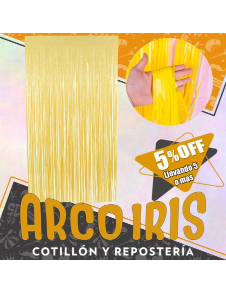 Cortina Plastica Amarilla China Xu +5-5% - 1 X 2 Mt  -a Foil Fringe Curtain China Revelacion De Genero Promo Por Cantidad