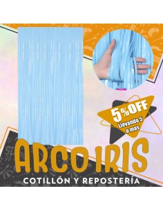 Cortina Plastica Celeste Pastel China Xu +5-5% - 1 X 2 Mt  -a Foil Fringe Curtain China Revelacion De Genero Promo Por Cantid