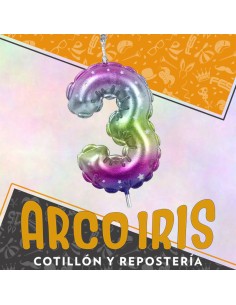 Vela Chupetin Globo Numero 3 Multicolor Xu - Party Candles China