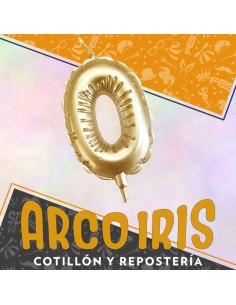 Vela Chupetin Globo Numero 0 Dorado Xu - Party Candles China