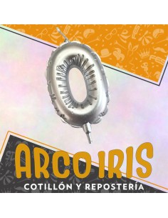 Vela Chupetin Globo Numero 0 Plateado Xu - Party Candles China