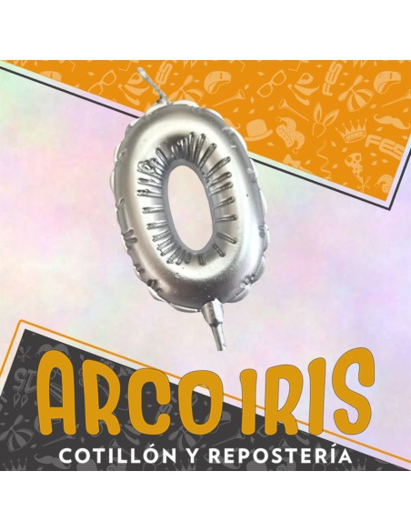 Vela Chupetin Globo Numero 0 Plateado Xu - Party Candles China