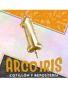 Vela Chupetin Globo Numero 1 Dorado Xu- Party Candles China