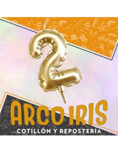 Vela Chupetin Globo Numero 2 Dorado Xu - Party Candles China