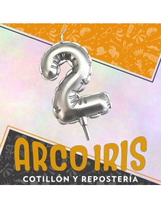 Vela Chupetin Globo Numero 2 Plateado Xu - Party Candles China