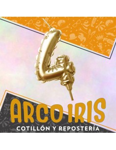 Vela Chupetin Globo Numero 4 Dorado Xu - Party Candles China