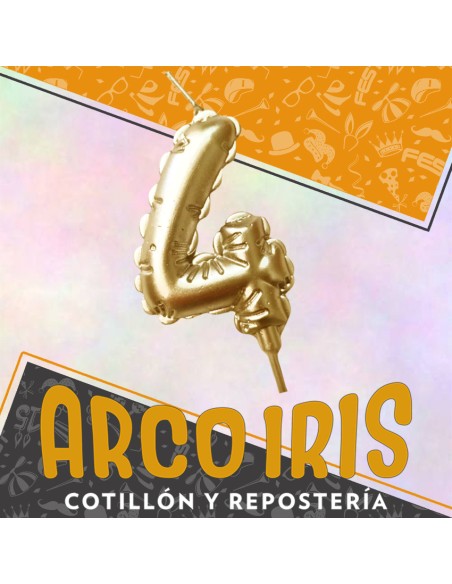 Vela Chupetin Globo Numero 4 Dorado Xu - Party Candles China