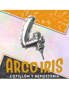 Vela Chupetin Globo Numero 4 Plateado Xu - Party Candles China