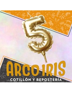 Vela Chupetin Globo Numero 5 Dorado Xu - Party Candles China