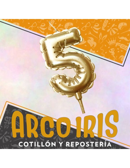 Vela Chupetin Globo Numero 5 Dorado Xu - Party Candles China