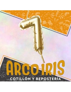 Vela Chupetin Globo Numero 7 Dorado Xu - Party Candles China