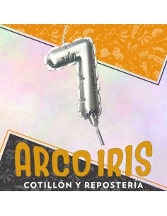 Vela Chupetin Globo Numero 7 Plateado Xu - Party Candles China