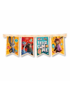 Zootopia Banderin Feliz Cumpleanos  - Articulado Animalitos-