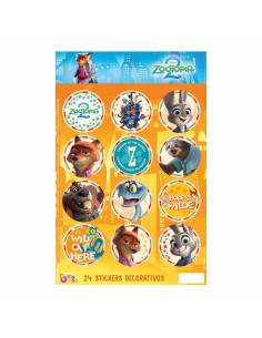 Zootopia Stickers 2 X 12 U- 24 Stickers Decorativos Animalitos-
