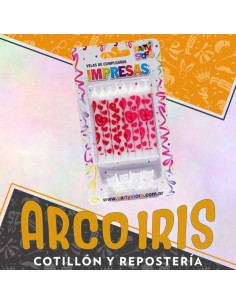 Vela Impresas Corazon X 8 C/ Portavela