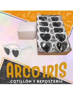 Anteojo Corazon Marco Blanco Caja X 20 Plastico Caja Cerrada -san Valentin-