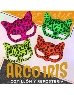Antifaz Fluo Gata X 12 -animal Print-varios Colores -gatita-