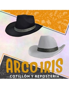 Gorro Cowboy Liso Con Tira -blanco-negro-